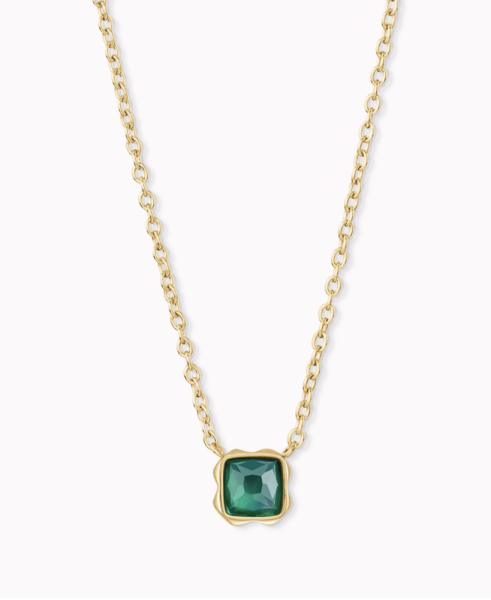 Coeur de Lion Gold Necklace Green Agate - May